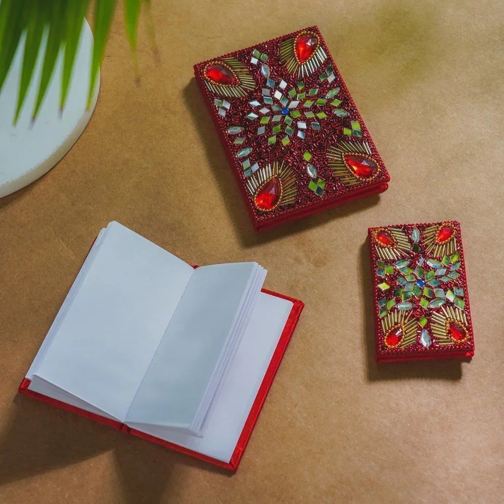 Bedazzled Diary Journals Red Set Of (3)